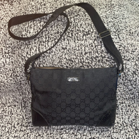 Gucci Handbags - GUCCI Black GG Canvas Vintage Shoulder Bag-Pre-loved Condition